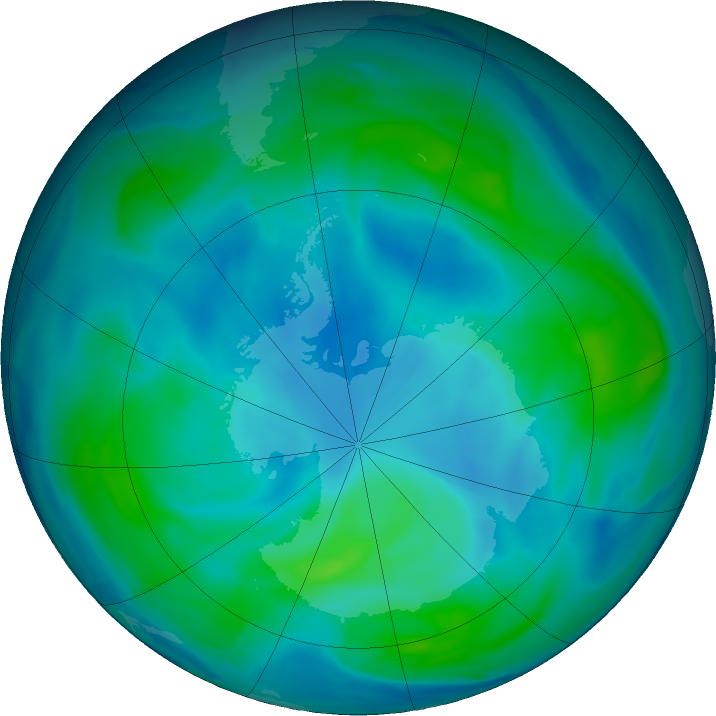 Antarctic ozone map for 06 March 2017
